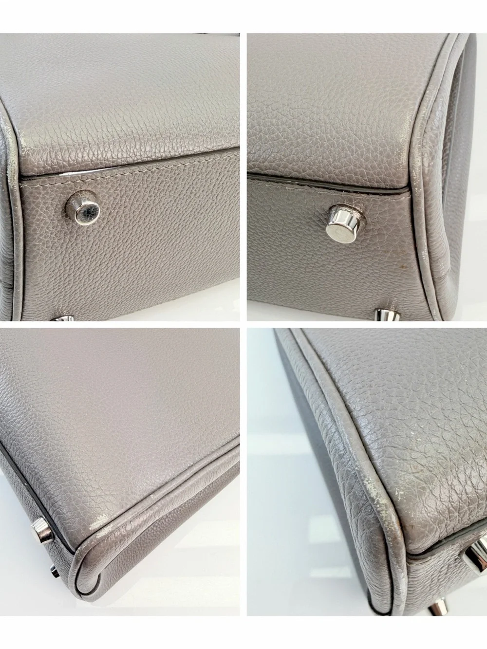 Gucci Zumi Grey Leather Top-Handle Satchel Gold Hardware